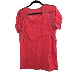 Moving Comfort Womens Red Short Sleeve Activewear Shirt Size 1X Lightweight & Br